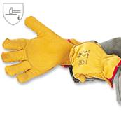 GANTS CUIR FLEUR DE VACHETTE JAUNE T.11