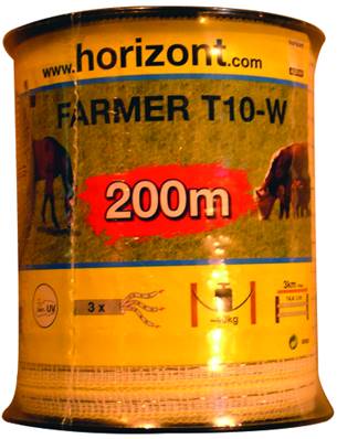 RUBAN FARMER T10-W 10MM BLANC 3 INOX 200M